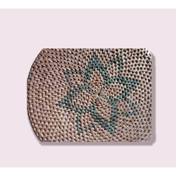 Hand Woven Large Boho Basket Lotus Flower Storage Basket With Lid 12"x3.5" - Picture 5 of 8